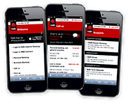 NAB Mobile Web Site - interaction design, 2012