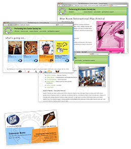 The Performing Arts Centre Society - identity, stationary & website design, 2002-05